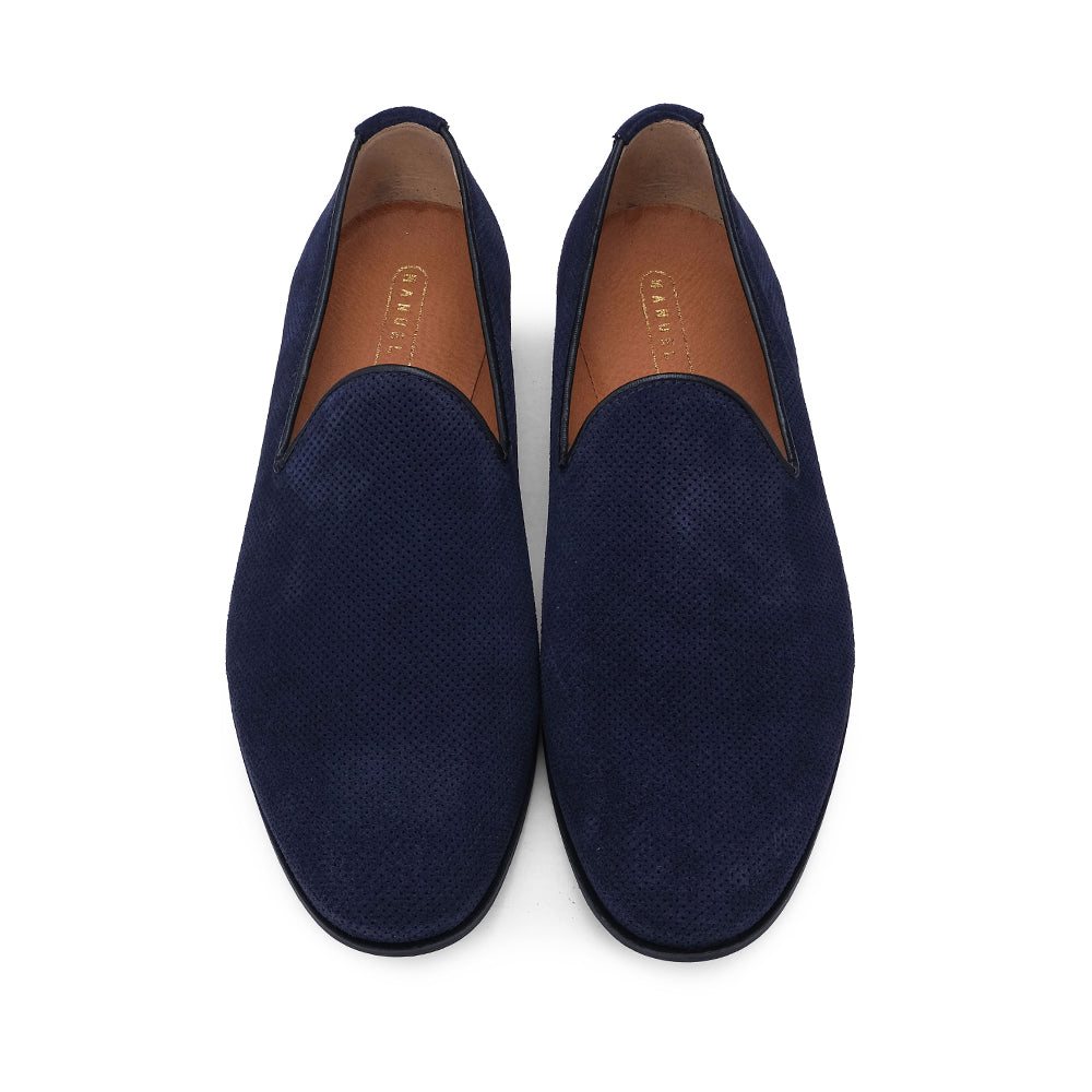 Sapato Mocassim Homem Camurça Azul Marinho