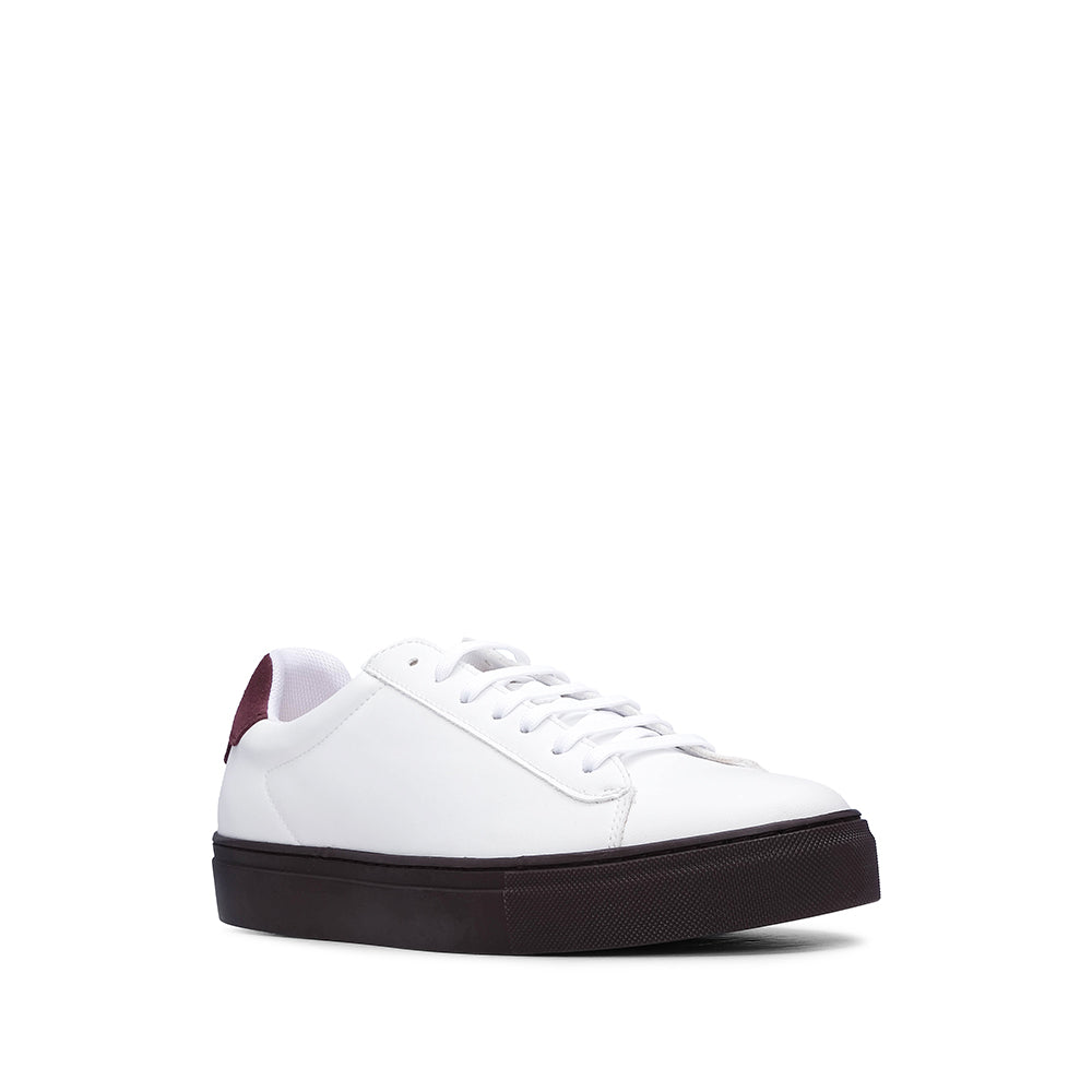 Sapatilha Casual Homem Pele Branco E Vermelho