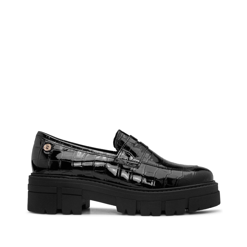 Sapato Mocassim Mulher Animal Print Preto