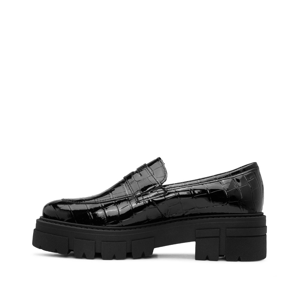 Sapato Mocassim Mulher Animal Print Preto