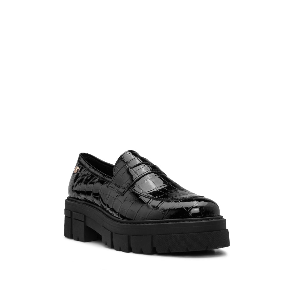 Sapato Mocassim Mulher Animal Print Preto