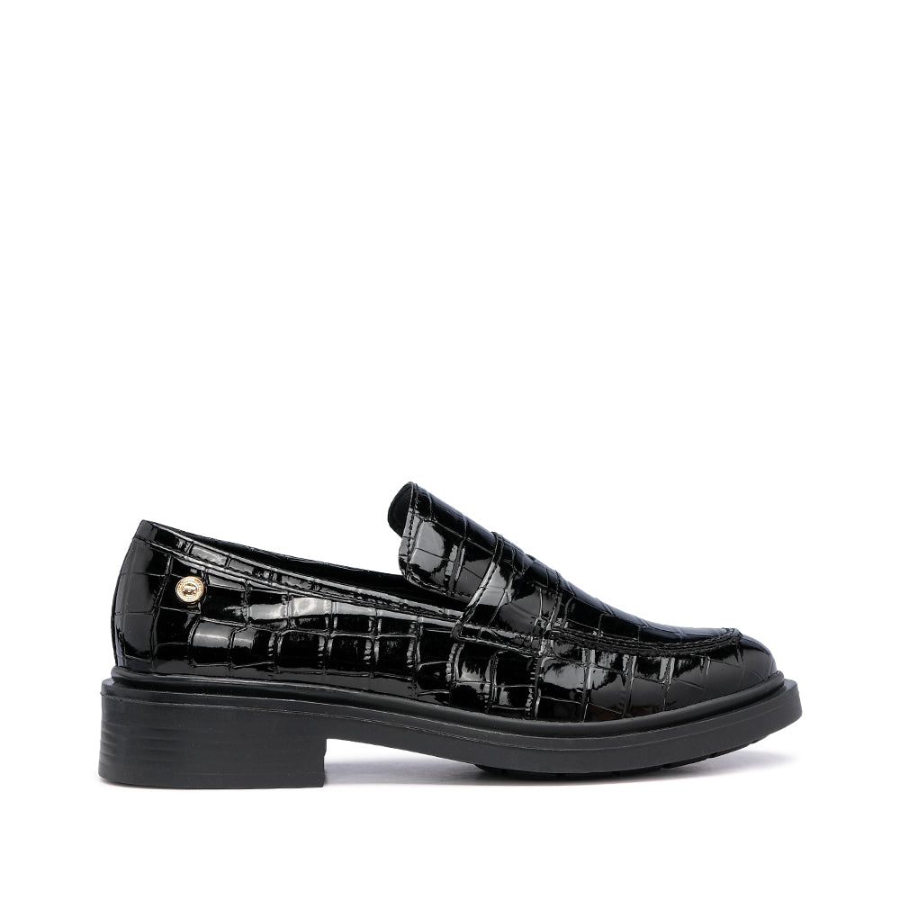 Sapato Mocassim Mulher Animal Print Preto