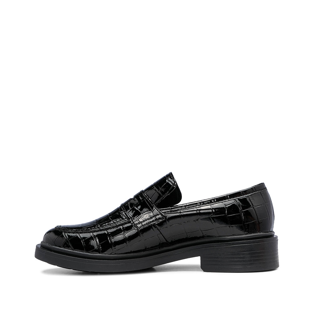 Sapato Mocassim Mulher Animal Print Preto