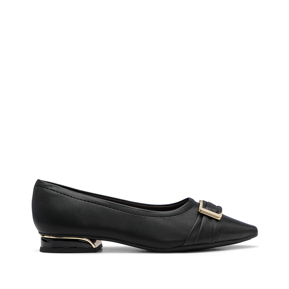 Sapato Salto Raso Mulher Pele Preto
