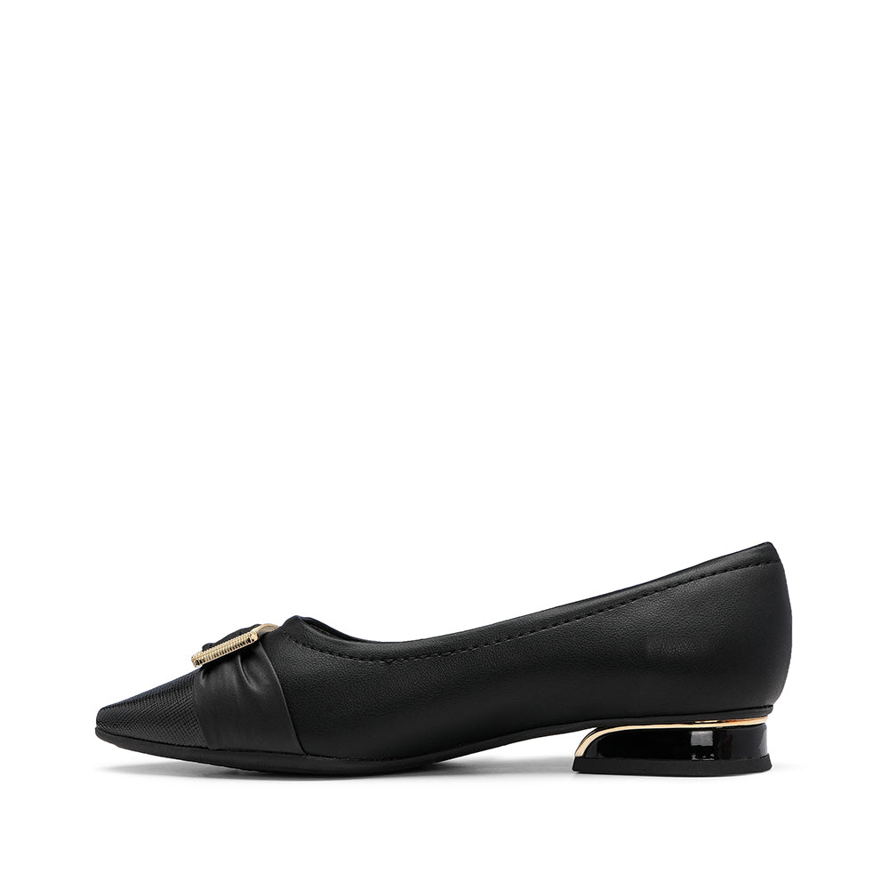 Sapato Salto Raso Mulher Pele Preto
