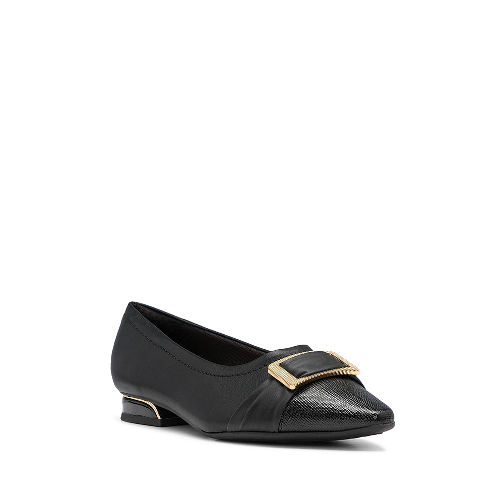 Sapato Salto Raso Mulher Pele Preto