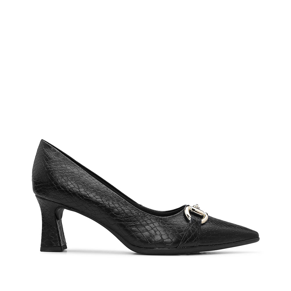 Sapato Clássico Mulher Animal Print Preto