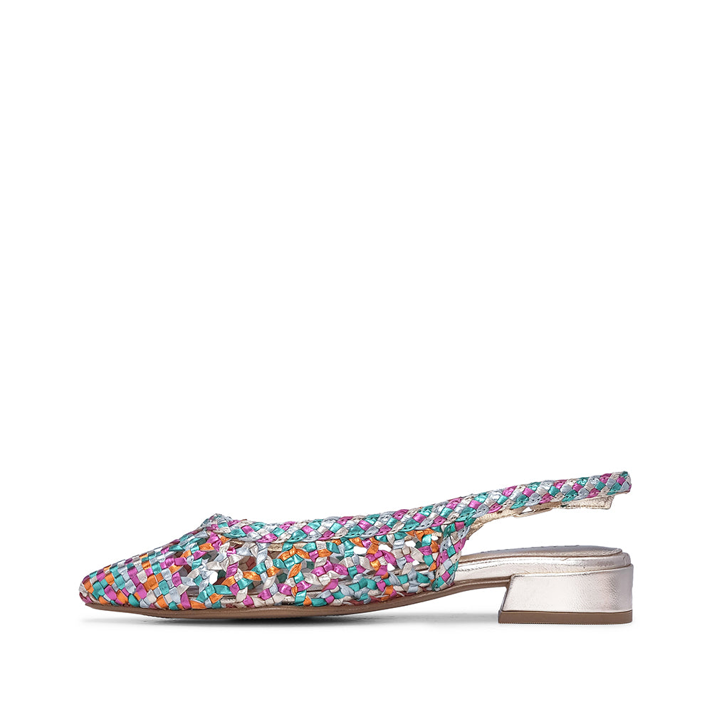 Sapato Salto Raso Mulher Metalizado Multicolor
