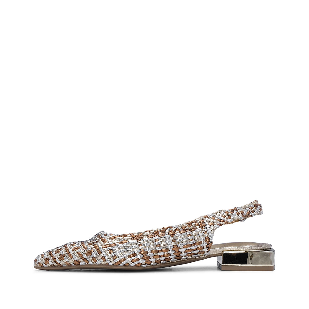 Sapato Salto Raso Mulher Dourado
