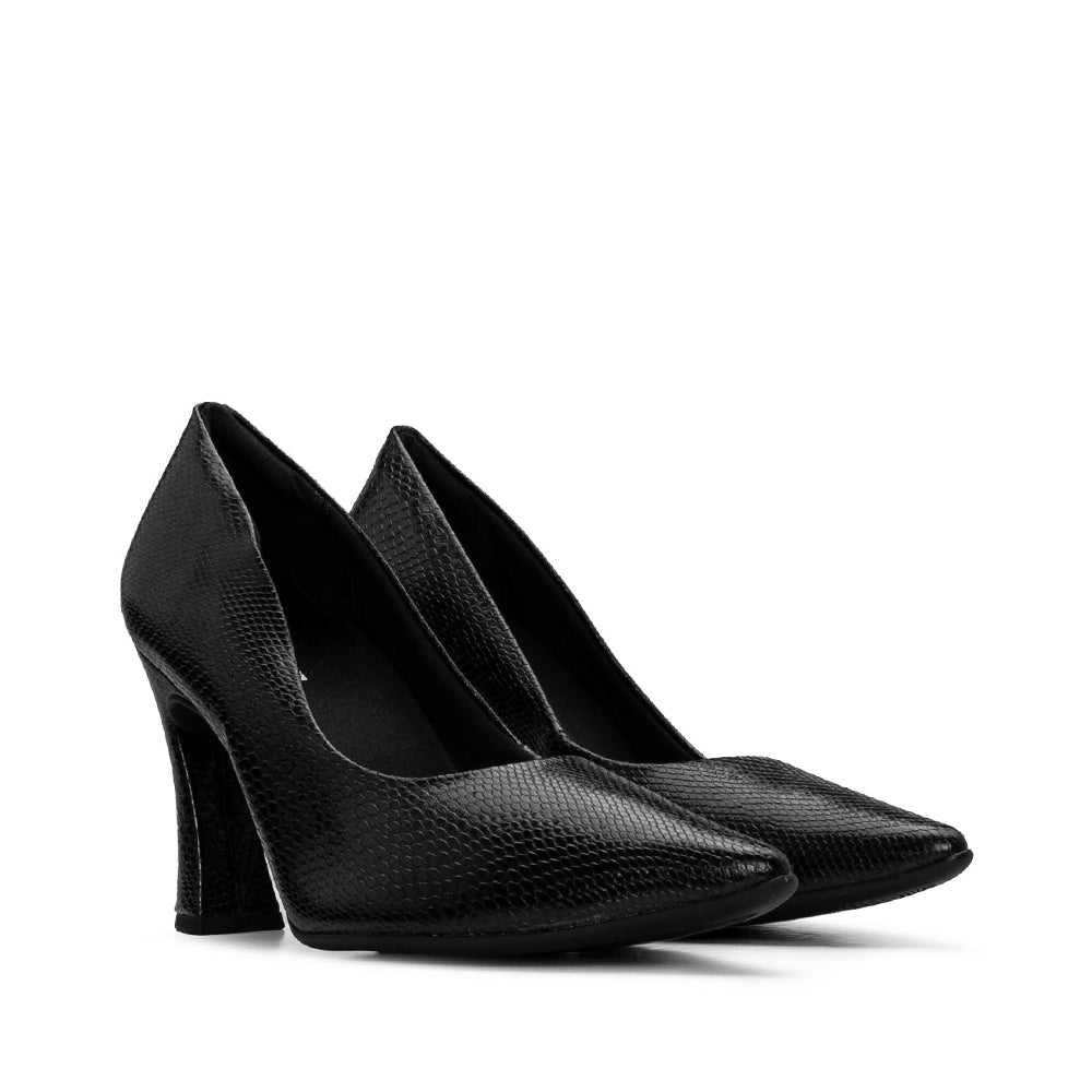 Sapato Salto Alto Mulher Animal Print Preto