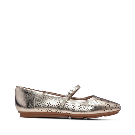Sapato Mary Jane Mulher Metalizado Dourado