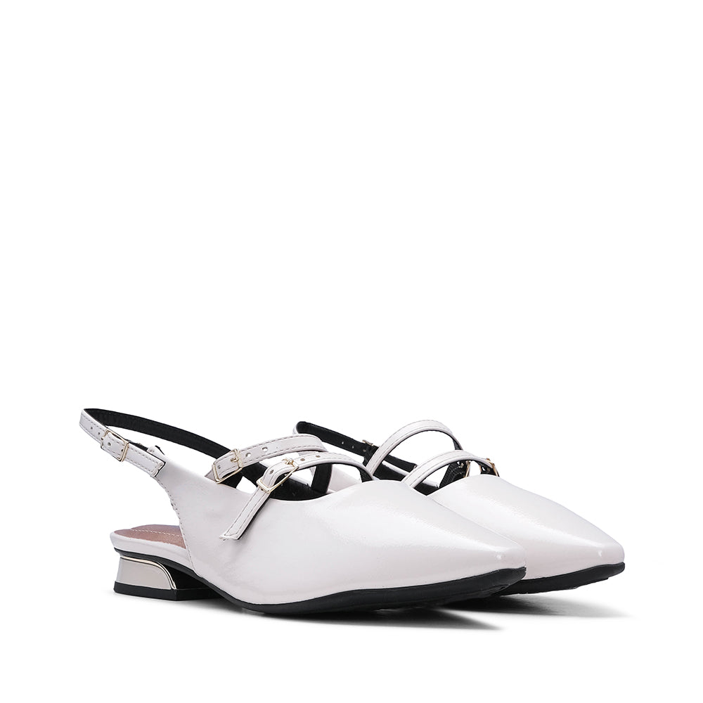 Sapato Mary Jane Mulher Verniz Bege