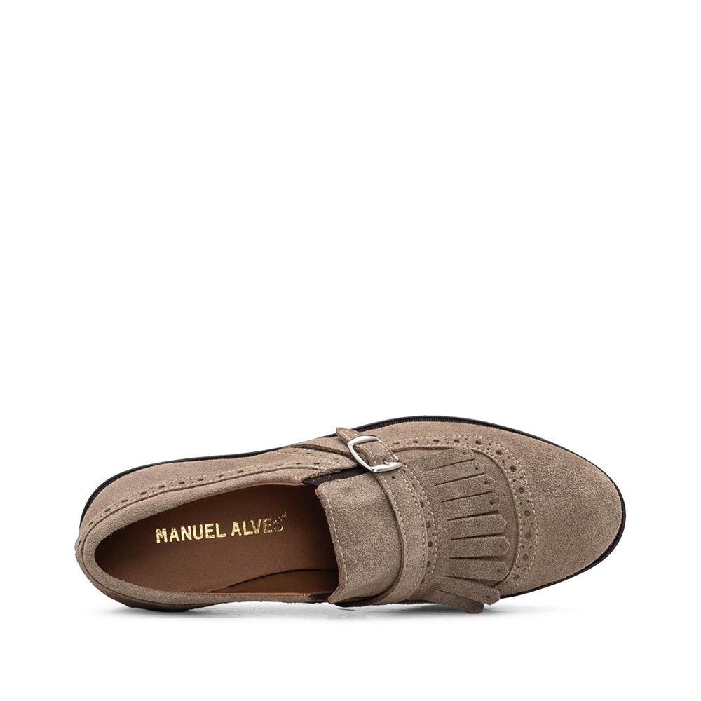 Sapato Mocassim Mulher Camurça Taupe