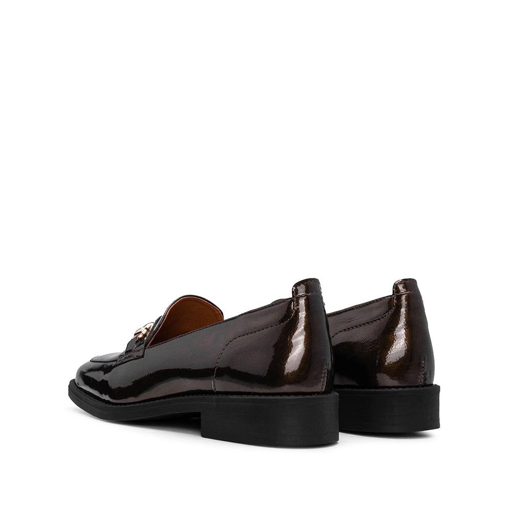 Sapato Mocassim Mulher Verniz Castanho