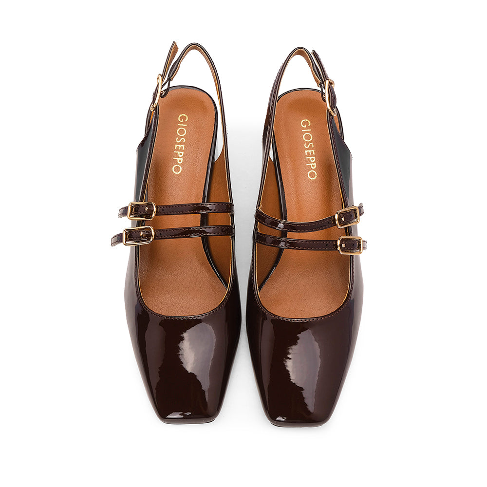 Sapato Slingback Mulher Verniz Castanho