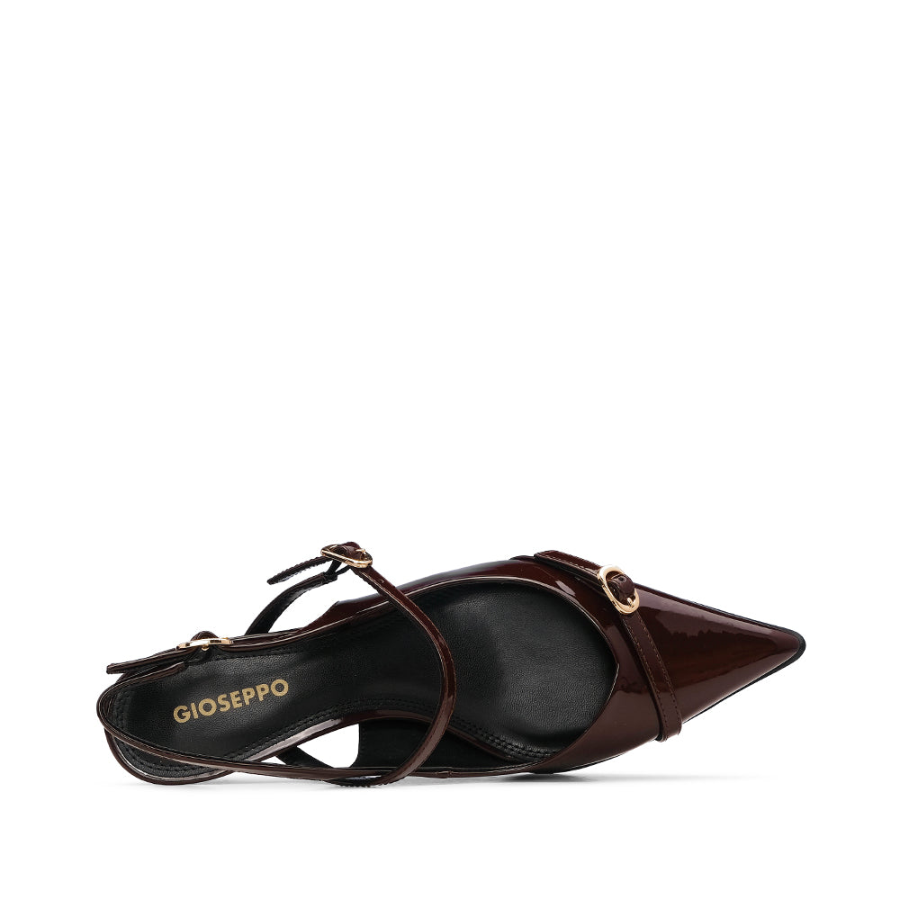 Sapato Slingback Mulher Verniz Castanho
