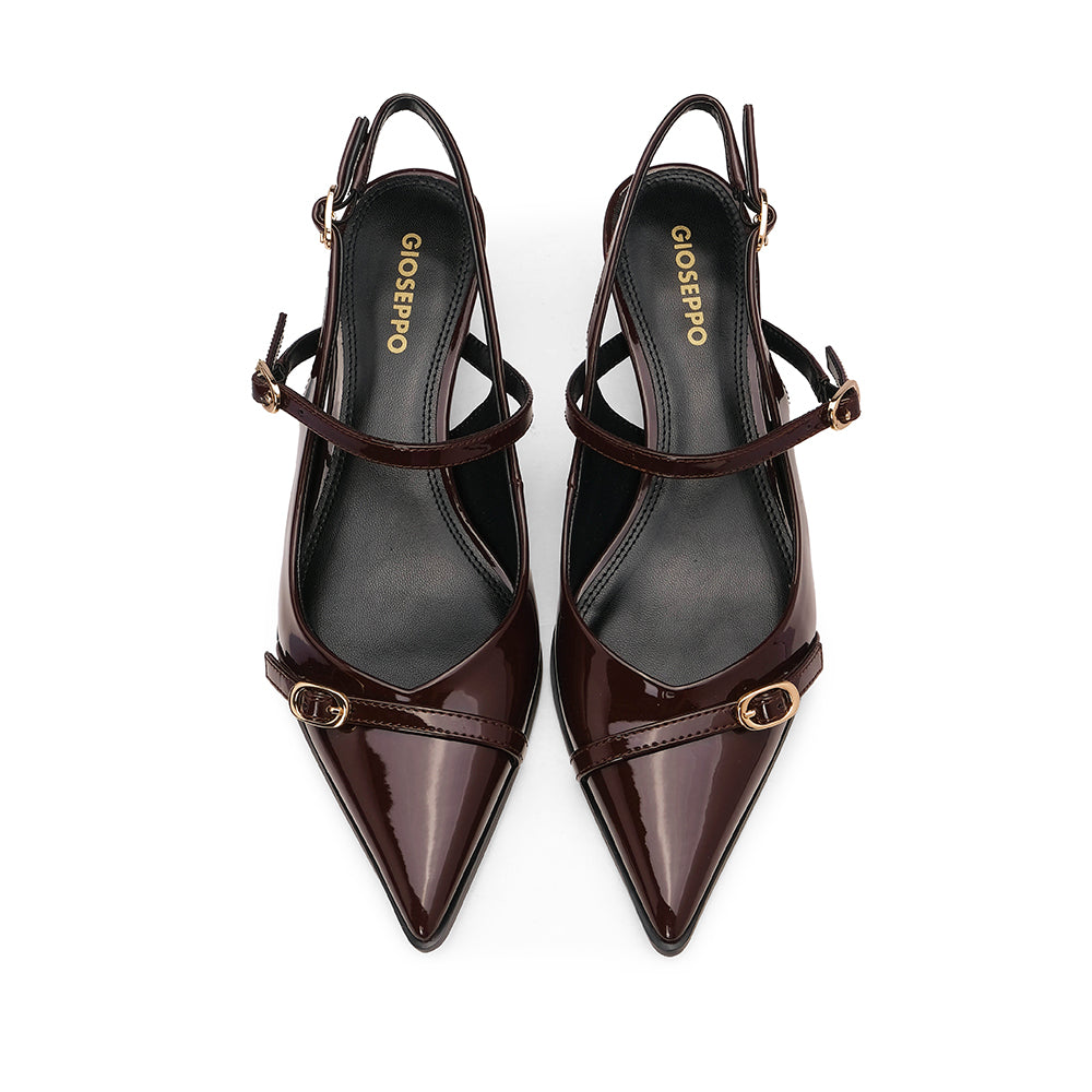 Sapato Slingback Mulher Verniz Castanho