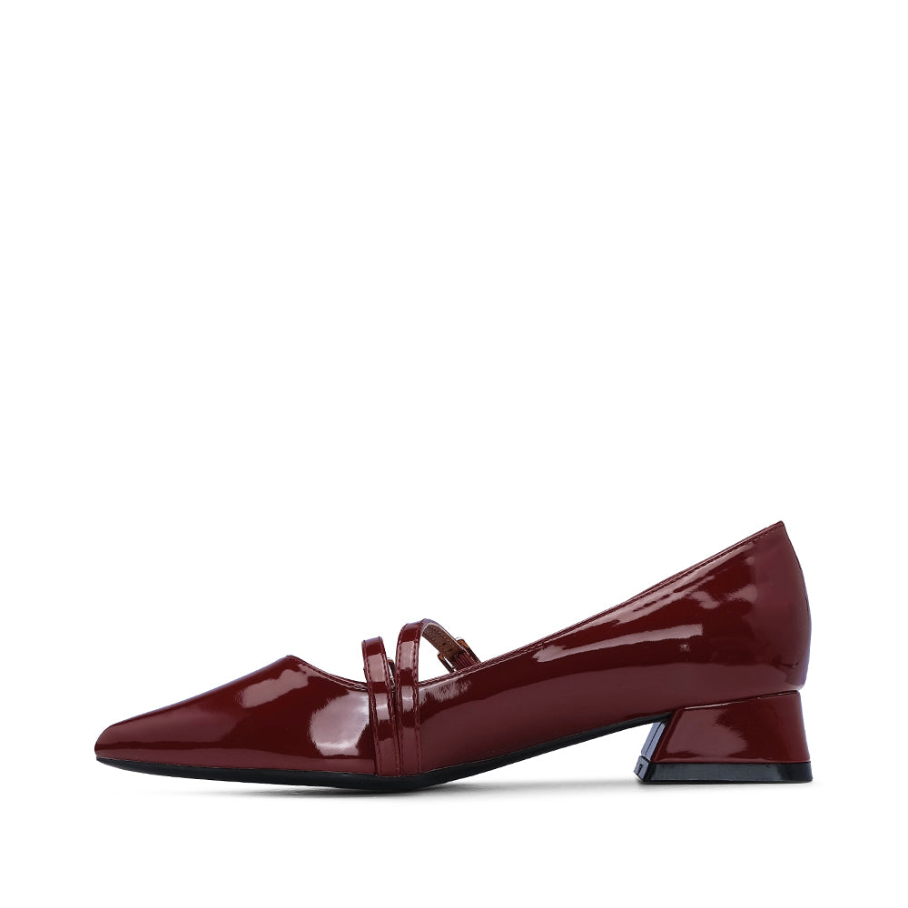 Sapato Mary Jane Mulher Verniz Bordeaux