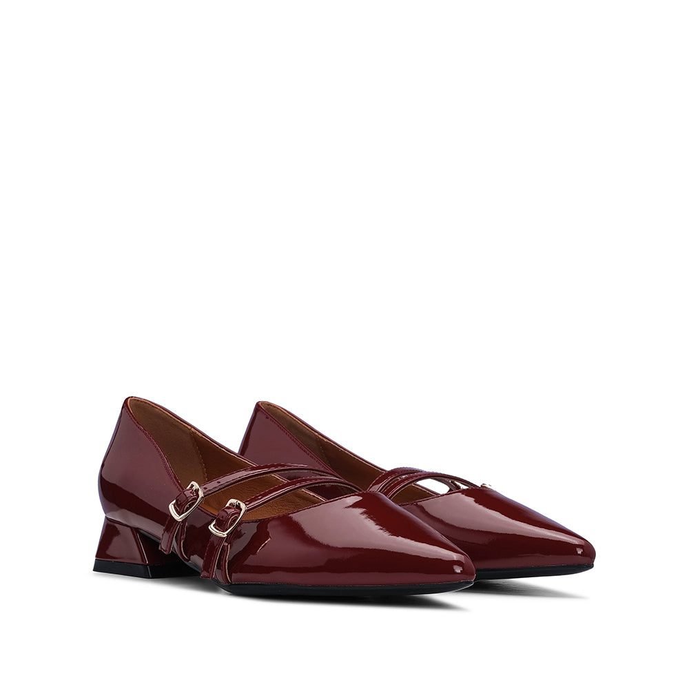 Sapato Mary Jane Mulher Verniz Bordeaux