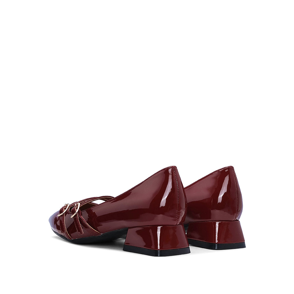Sapato Mary Jane Mulher Verniz Bordeaux