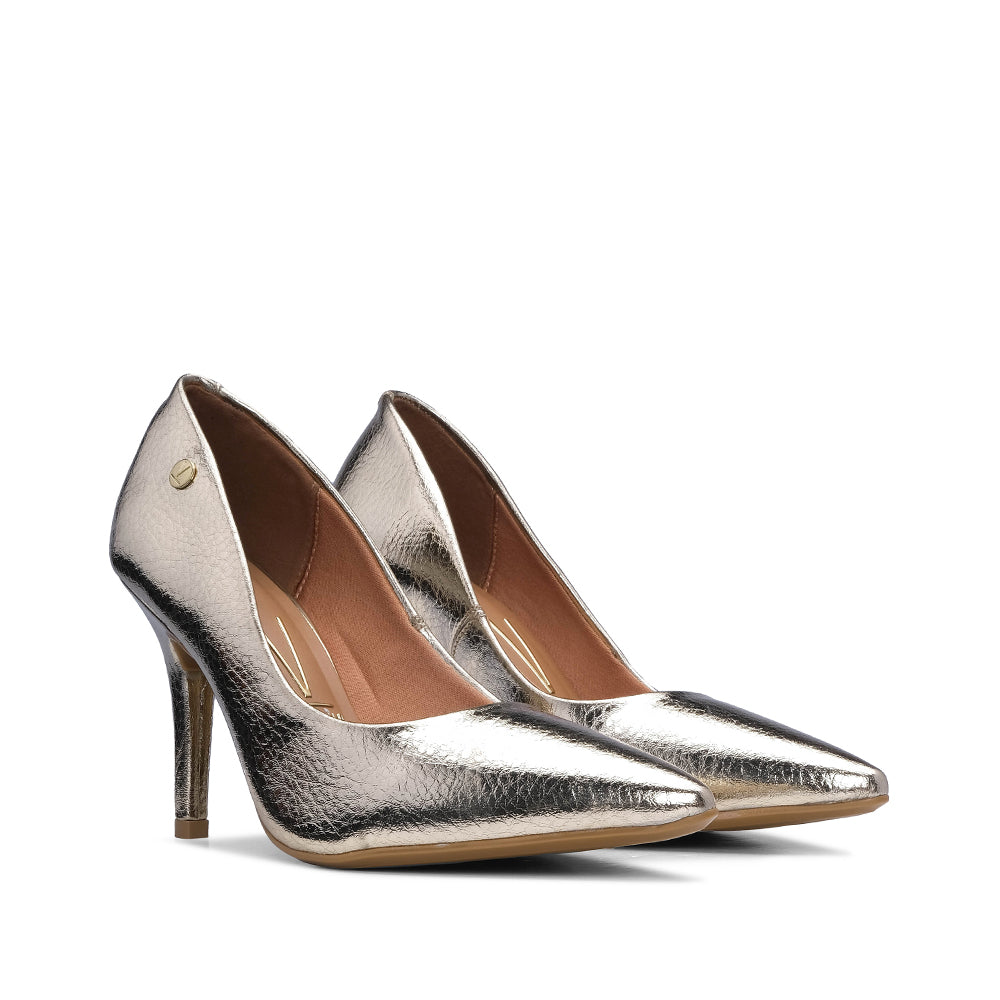 Sapato Salto Alto Mulher Metalizado Dourado