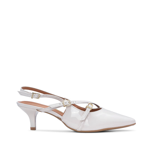 Sapato Salto Médio Mulher Verniz Creme