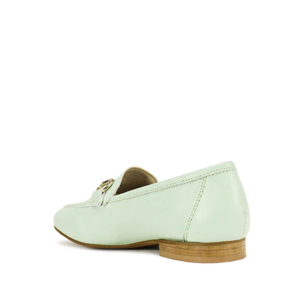 Sapato Mocassim Mulher Pele Verde Agua