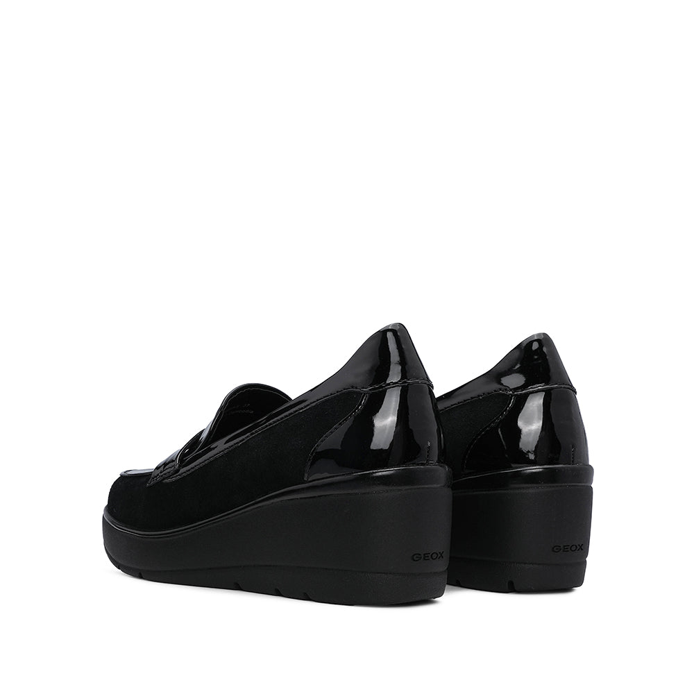 Sapato Salto Cunha Mulher Verniz Preto