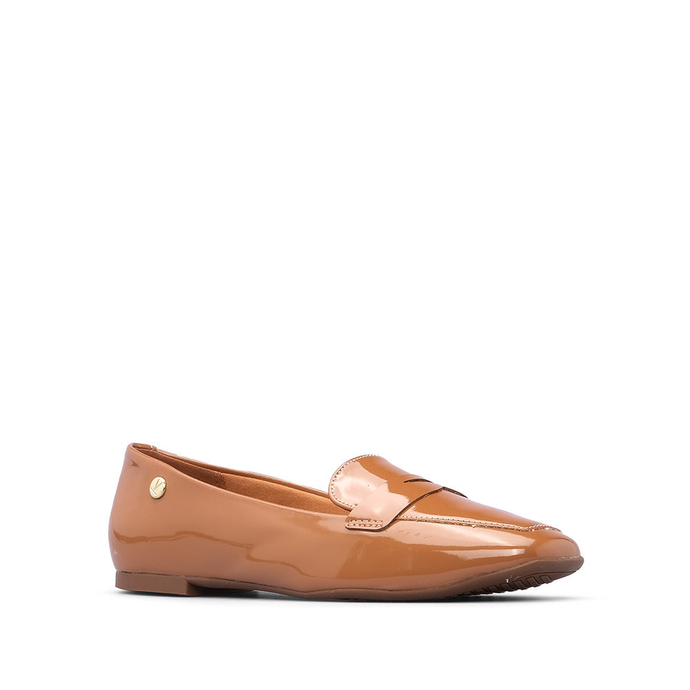 Sapato Salto Raso Mulher Verniz Camel