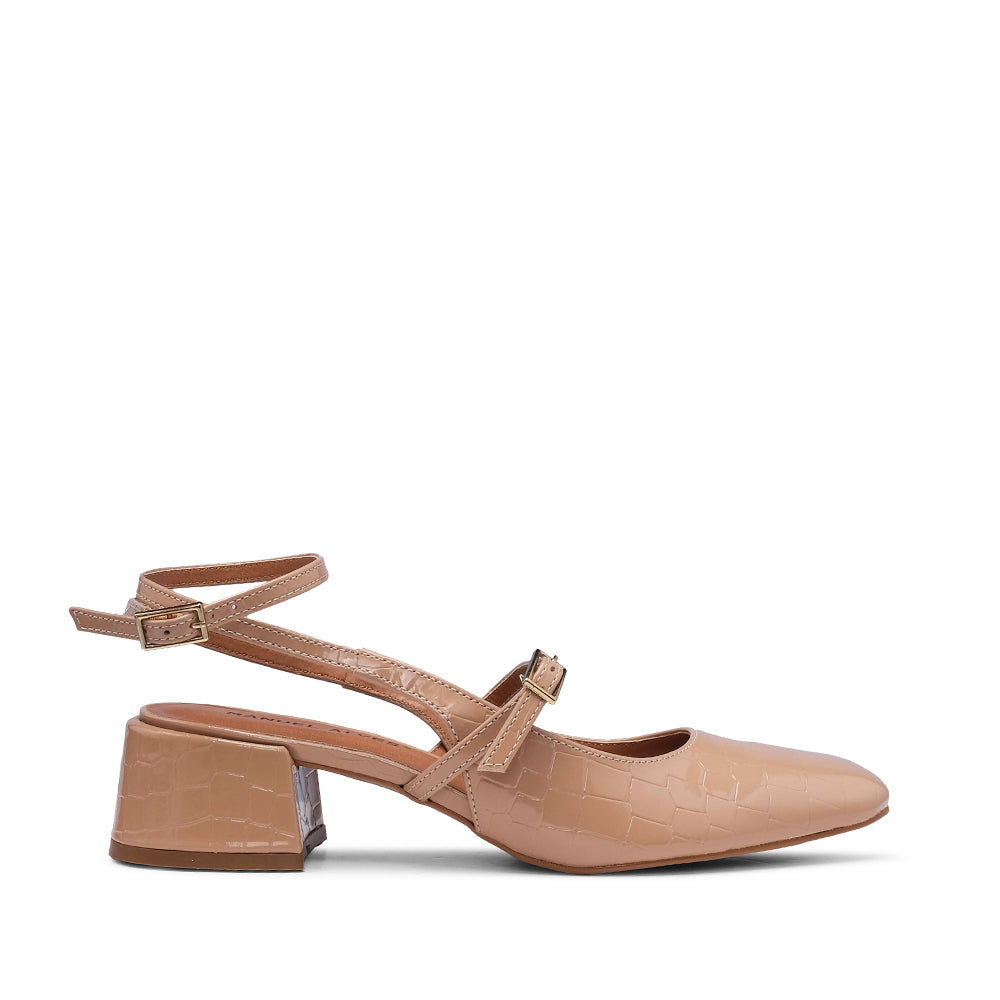 Sapato Slingback Mulher Pele Sintética Bege
