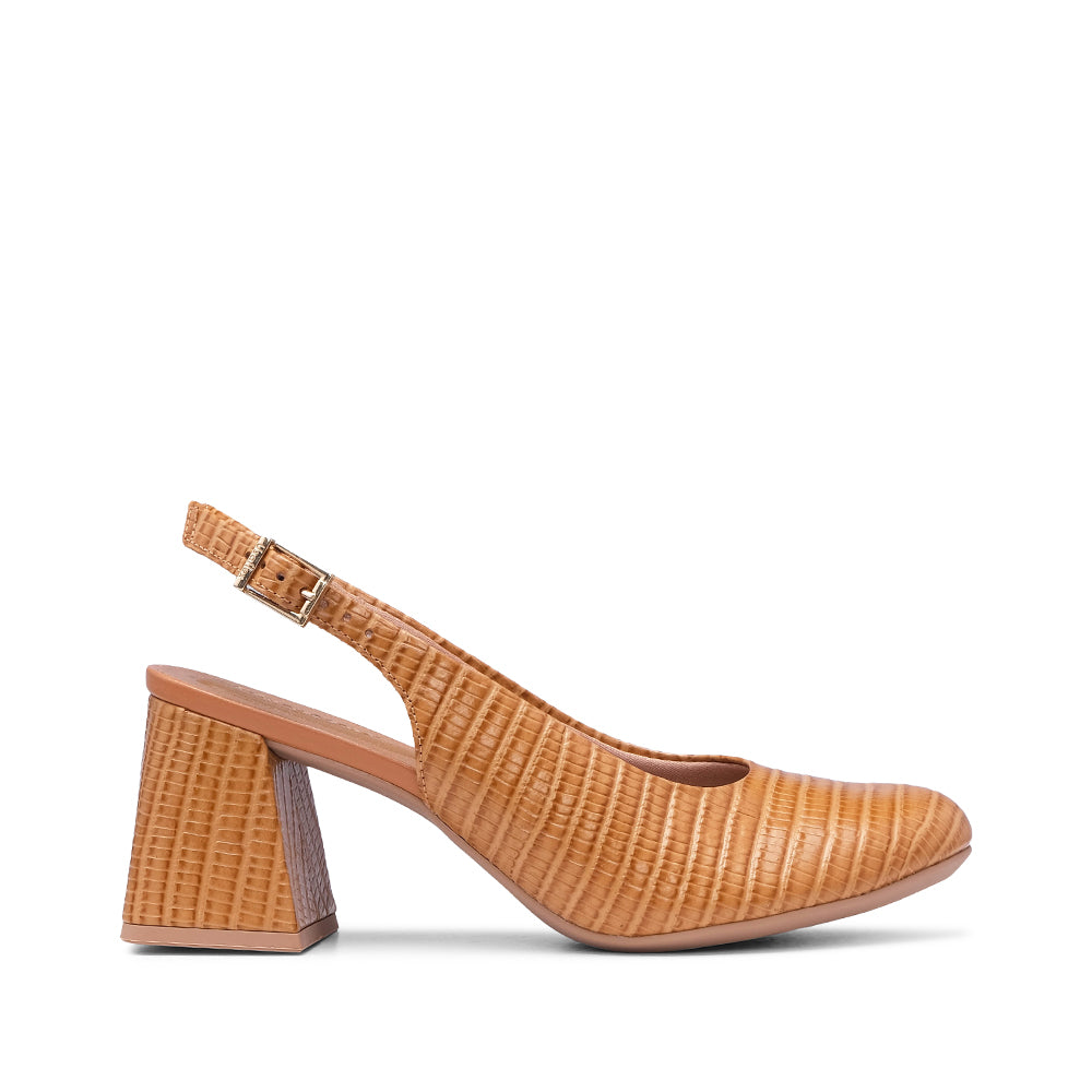 Sapato Slingback Mulher Pele Camel