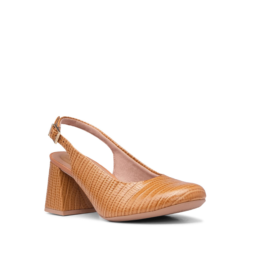 Sapato Slingback Mulher Pele Camel