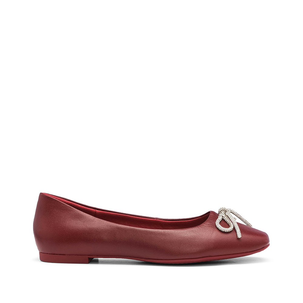 Sapato Salto Raso Mulher Pele Bordeaux