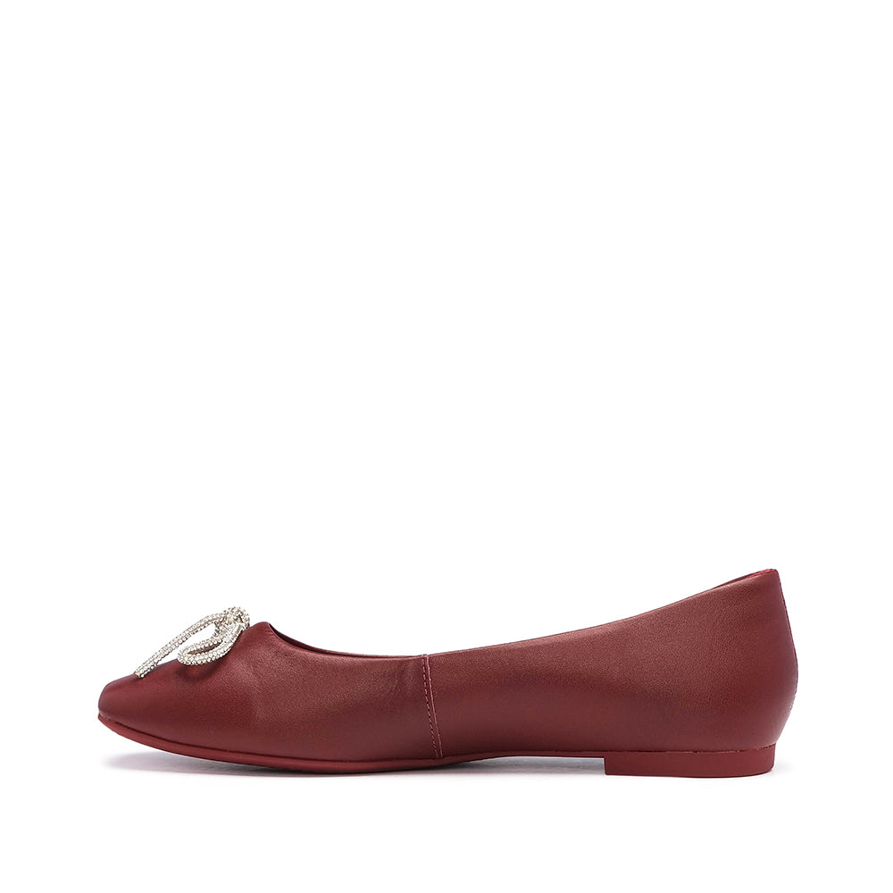 Sapato Salto Raso Mulher Pele Bordeaux