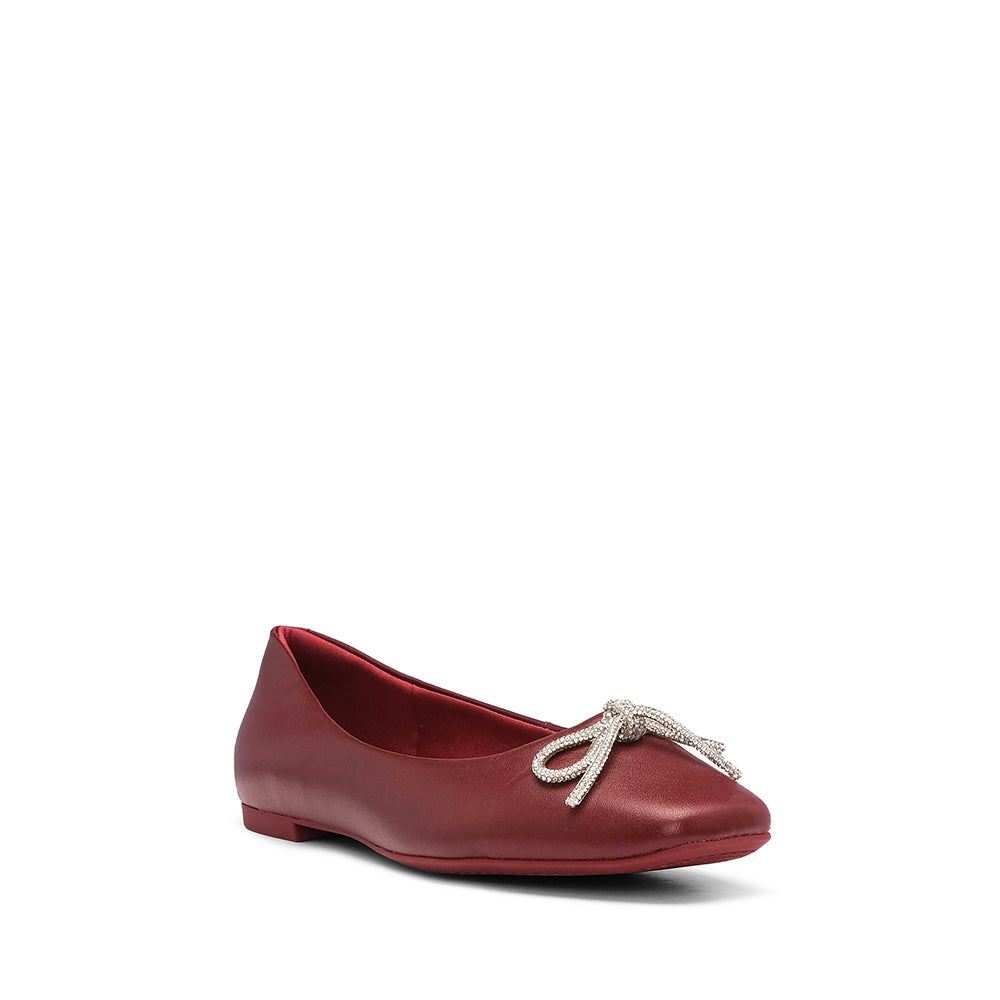 Sapato Salto Raso Mulher Pele Bordeaux