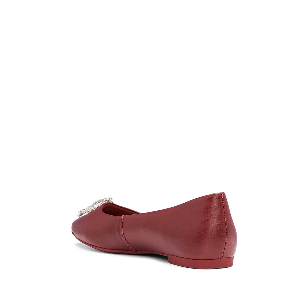 Sapato Salto Raso Mulher Pele Bordeaux