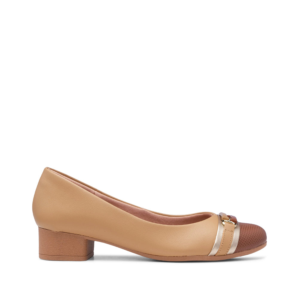 Sapato Salto Médio Mulher Pele Taupe