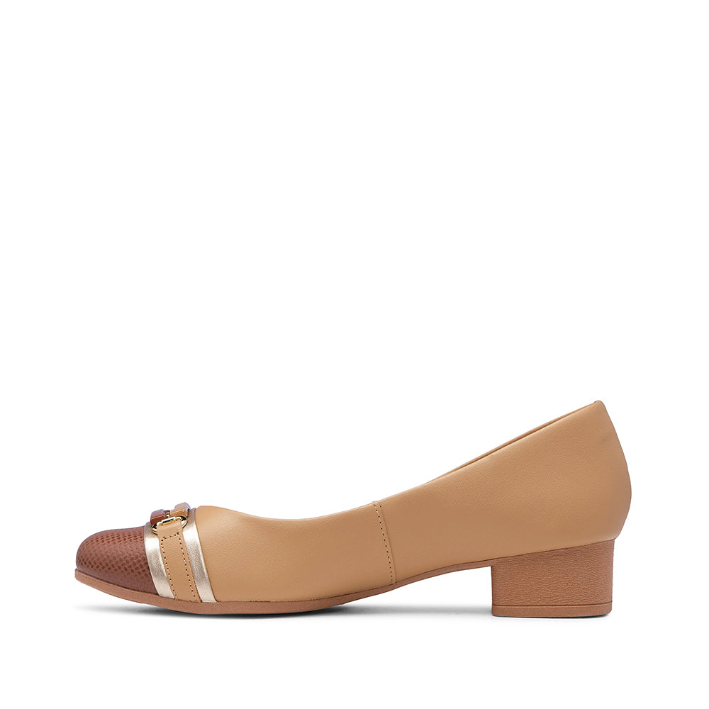 Sapato Salto Médio Mulher Pele Taupe