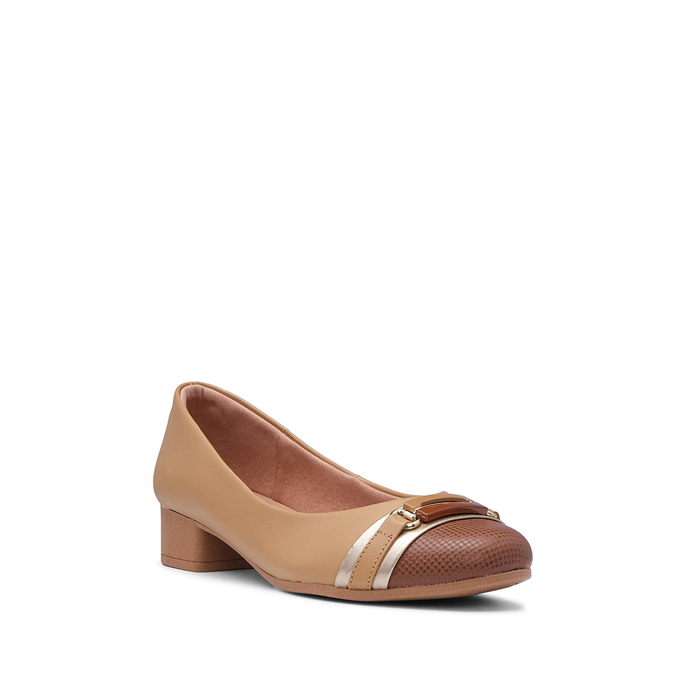 Sapato Salto Médio Mulher Pele Taupe