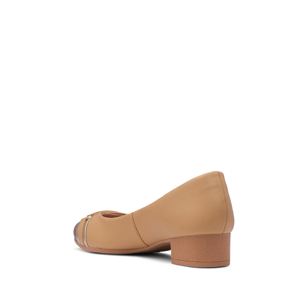 Sapato Salto Médio Mulher Pele Taupe