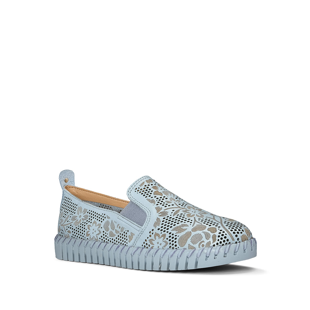 Sapato Salto Raso Mulher Pele Azul