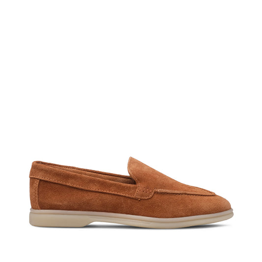 Sapato Salto Raso Mulher Camurça Camel