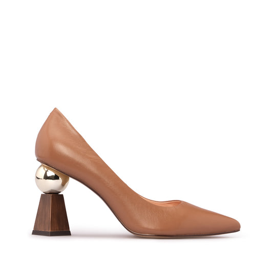 Sapato Salto Alto Mulher Pele Camel
