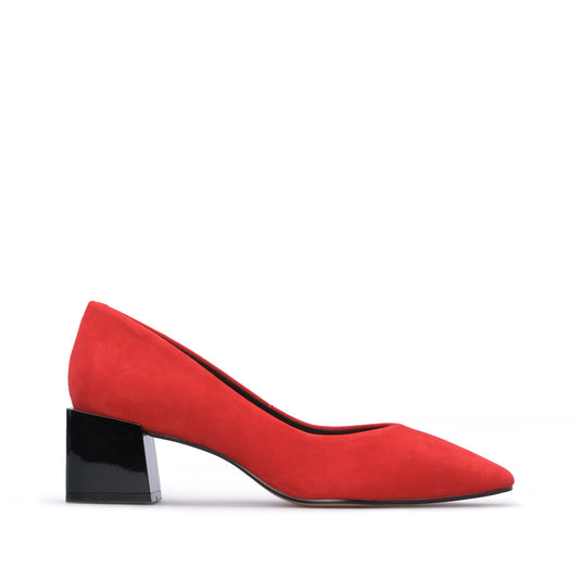 Sapato Salto Médio Mulher Nobuck Vermelho