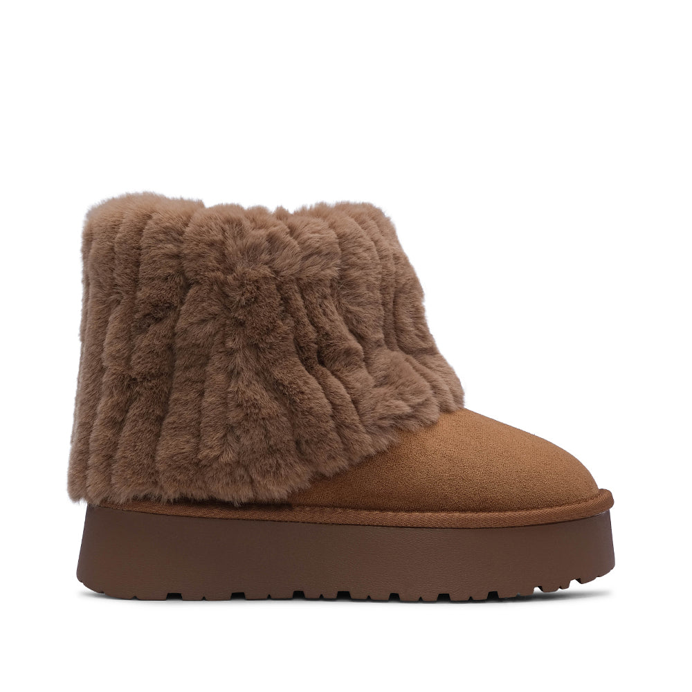 Botim Casual Mulher Pele Sintética Camel