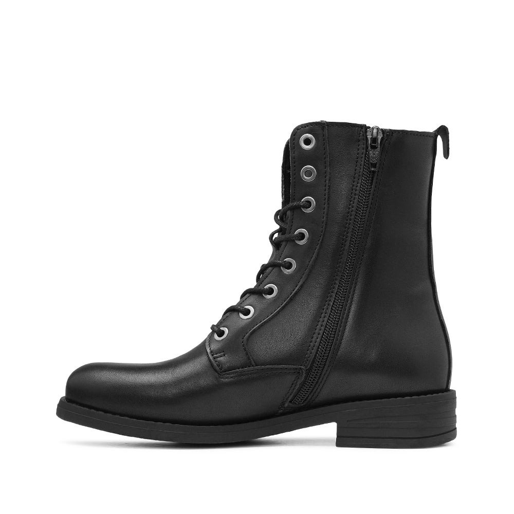 Botim Salto Raso Mulher Pele Preto
