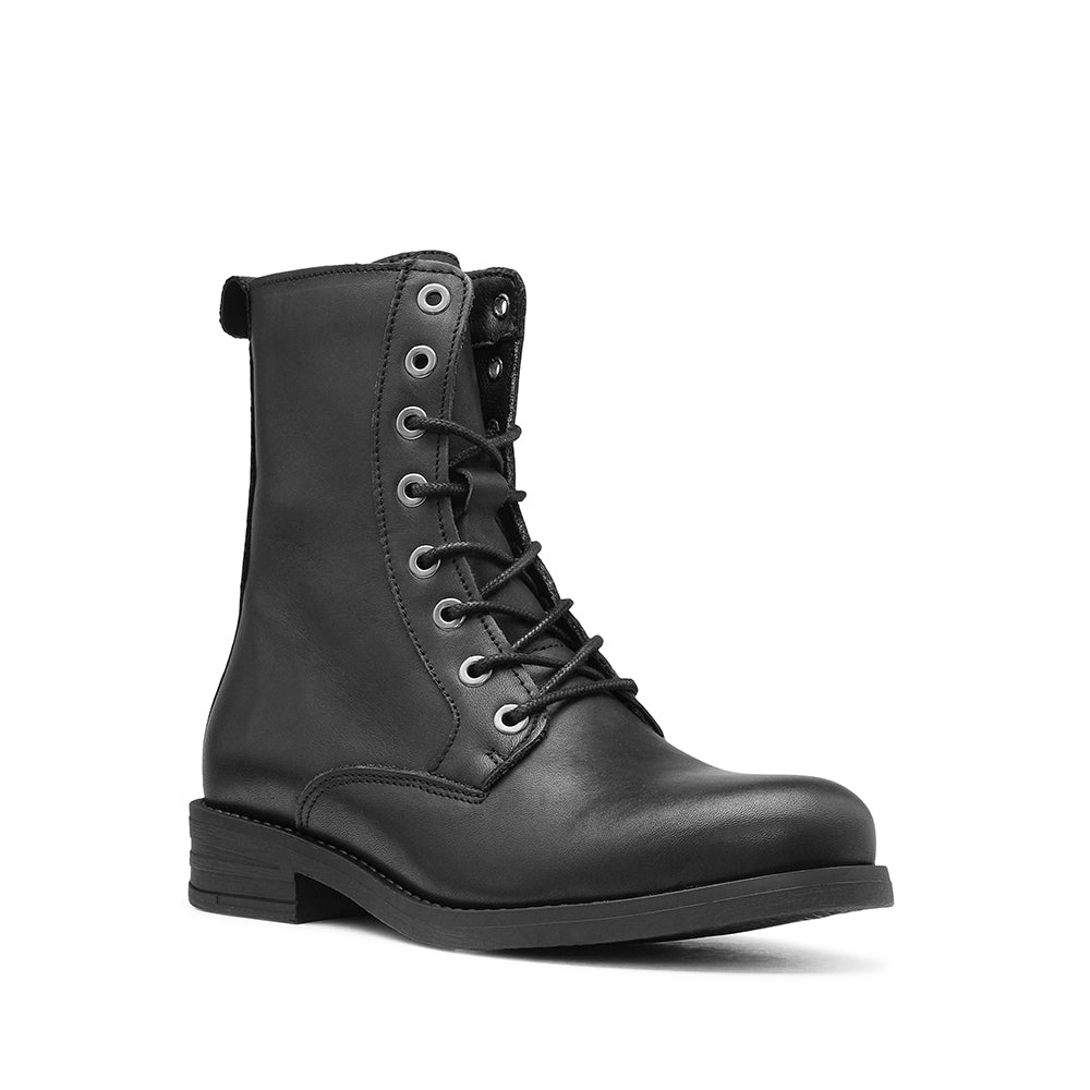 Botim Salto Raso Mulher Pele Preto