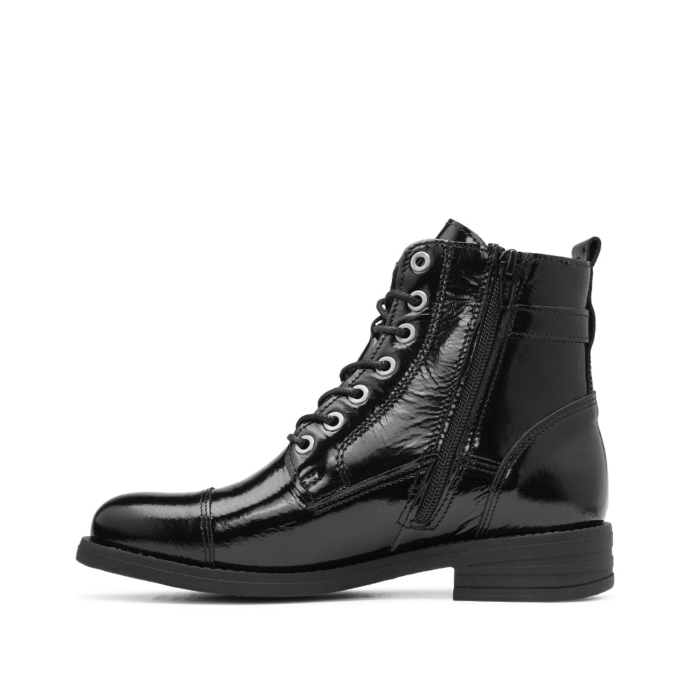 Botim Salto Raso Mulher Verniz Preto