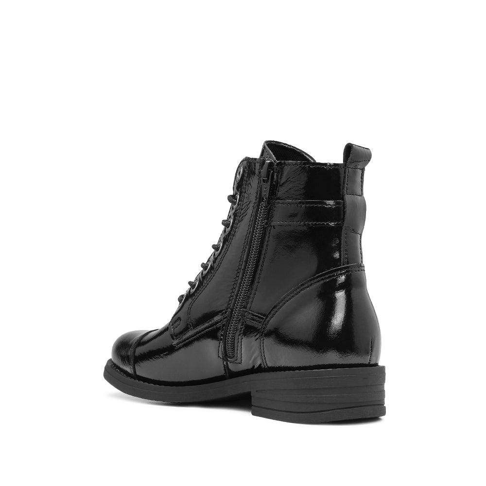 Botim Salto Raso Mulher Verniz Preto