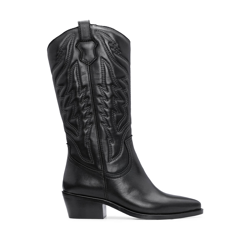 Bota Texana Mulher Pele Preto